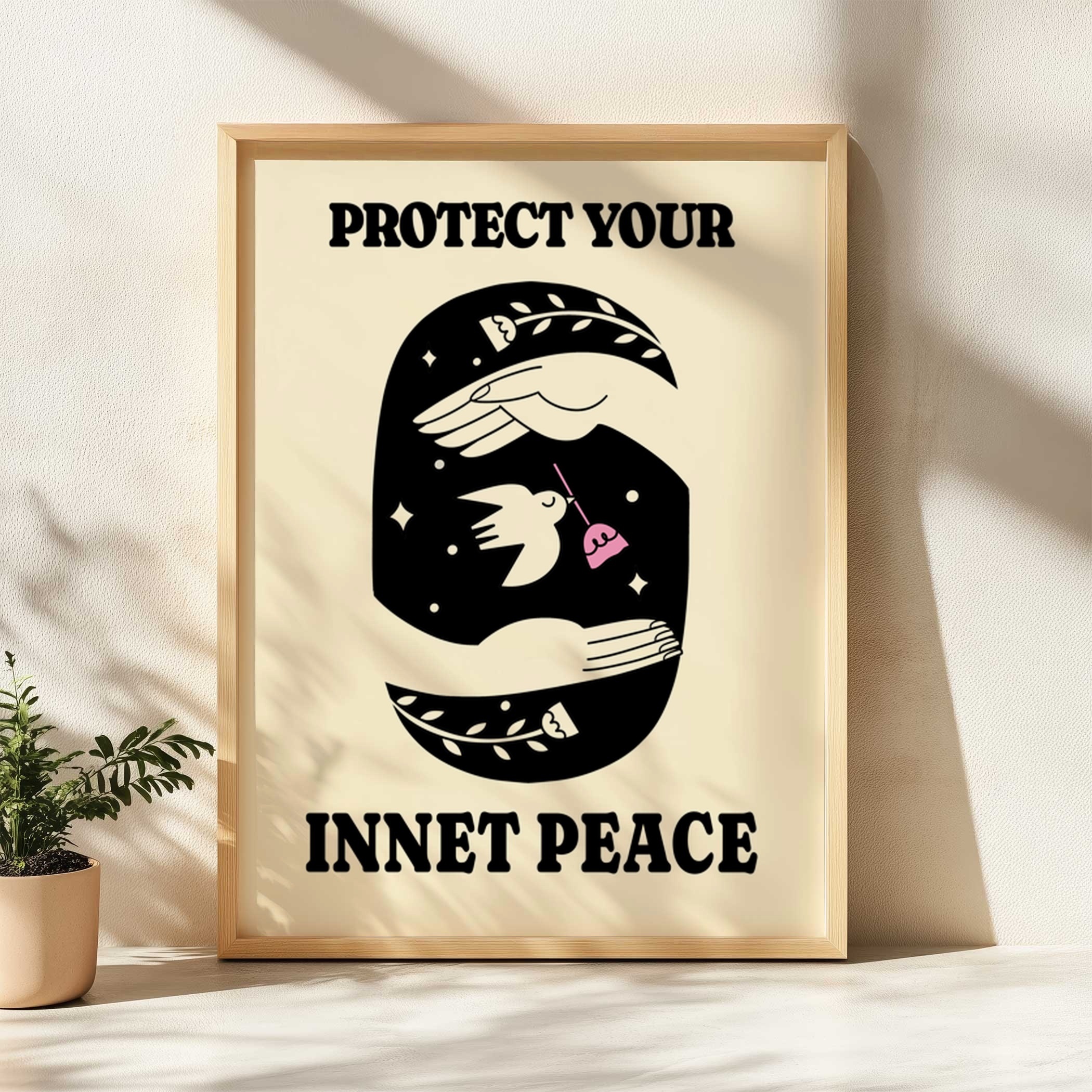 protect your inner peace mindfulness retro minimal print