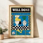 well done fun retro bathroom wall art