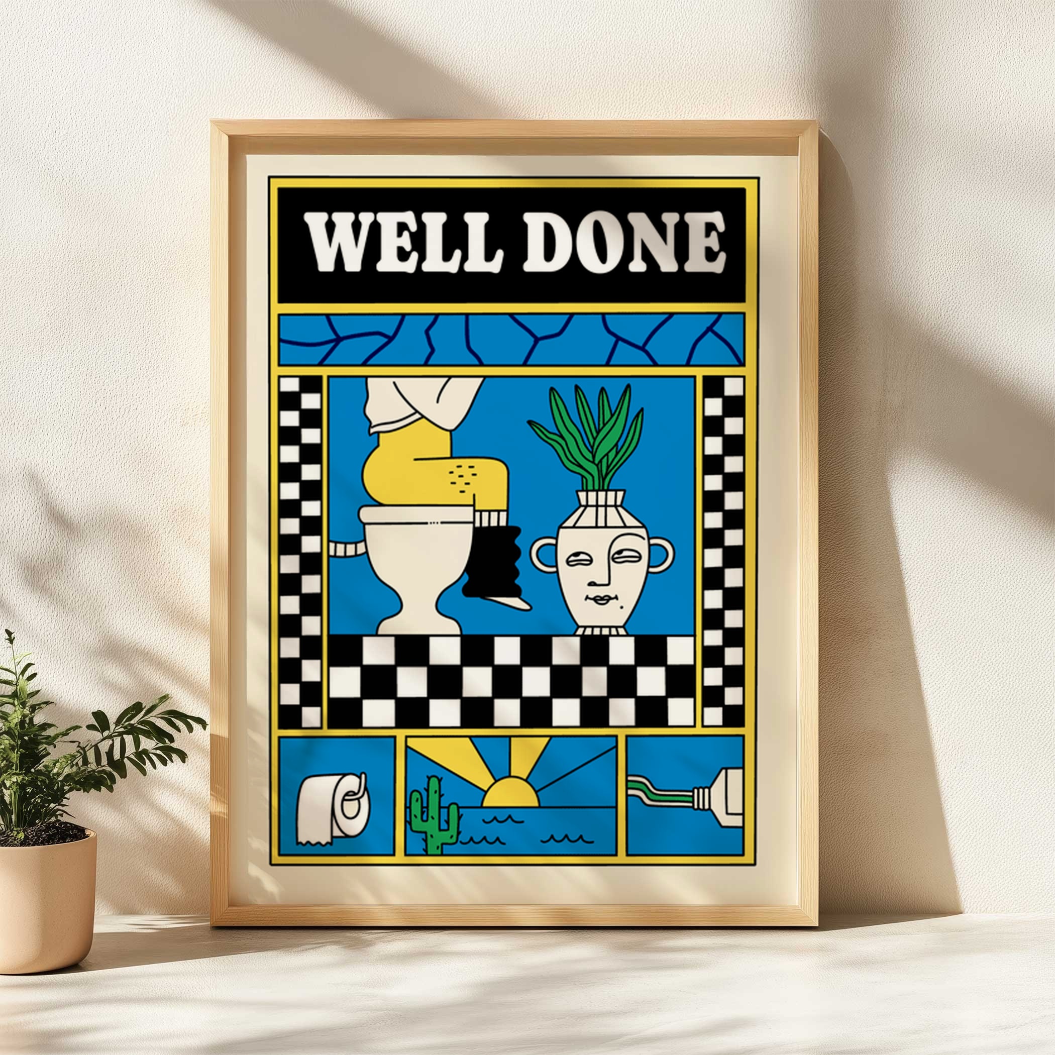 well done fun retro bathroom wall art
