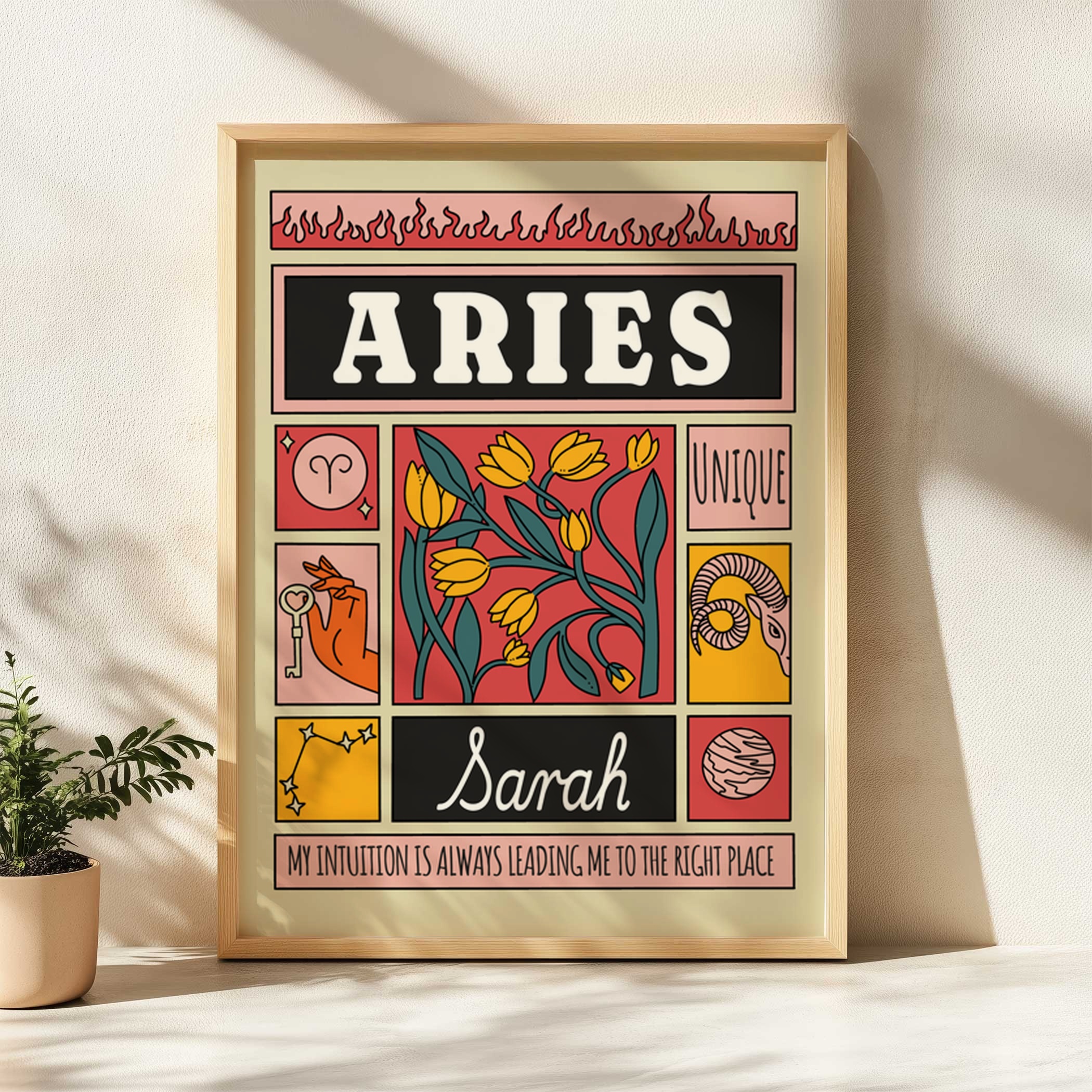 Aries zodiac personalized print wall decor