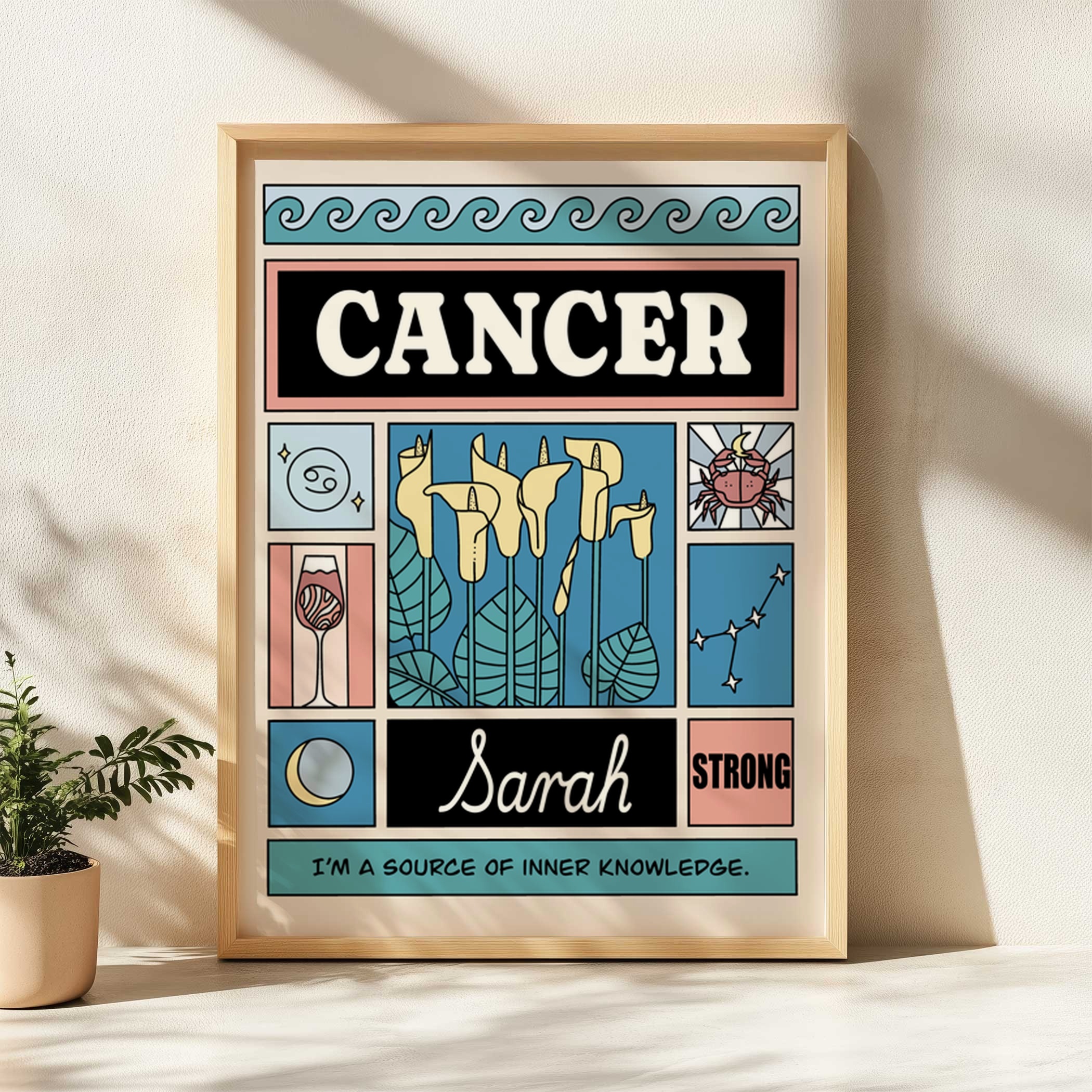 Cancer zodiac personalized print wall decor
