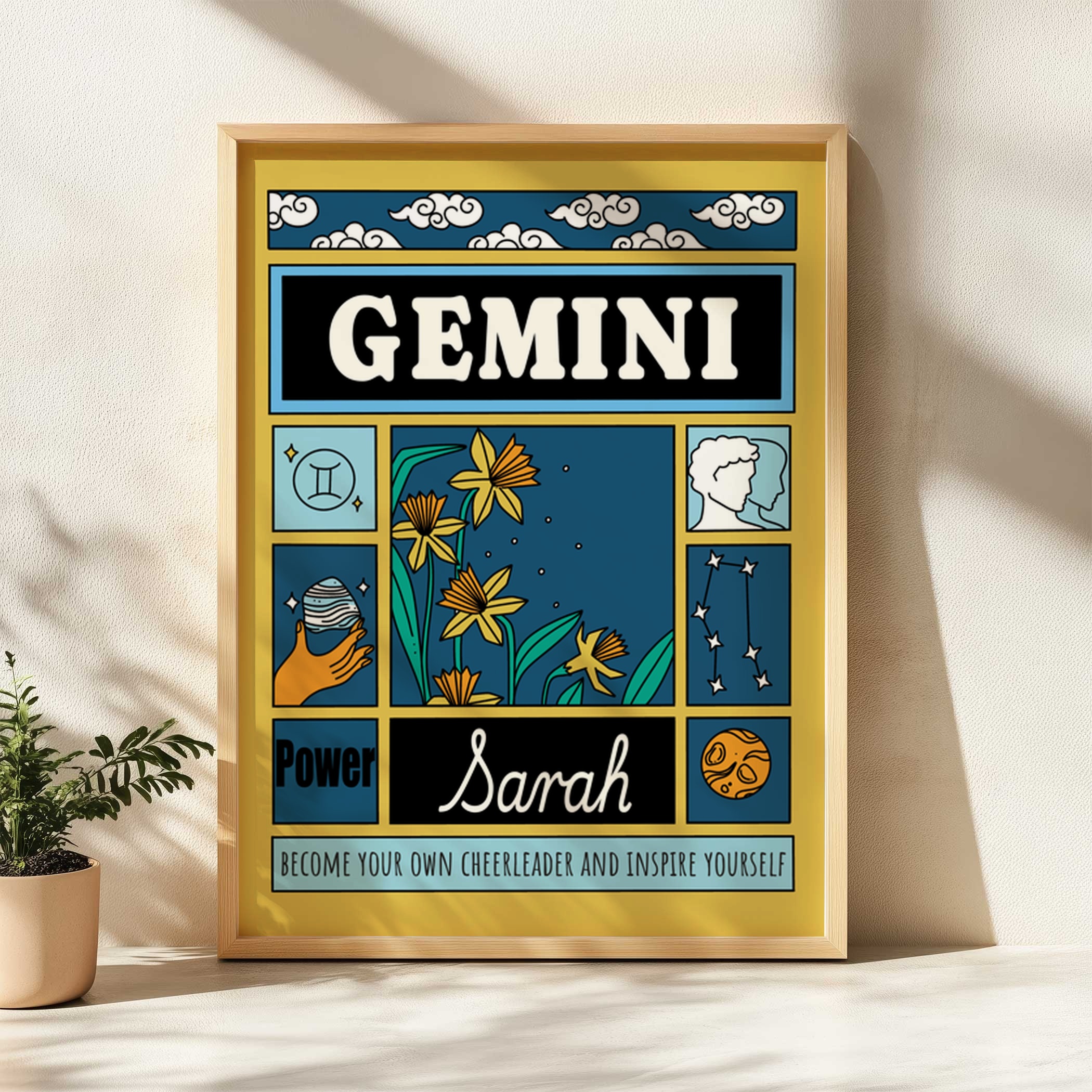 Gemini zodiac personalized print wall decor