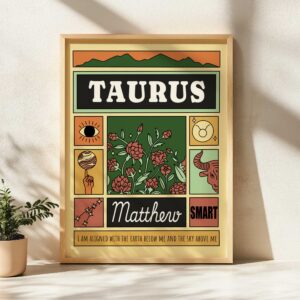 Taurus zodiac personalized print wall decor