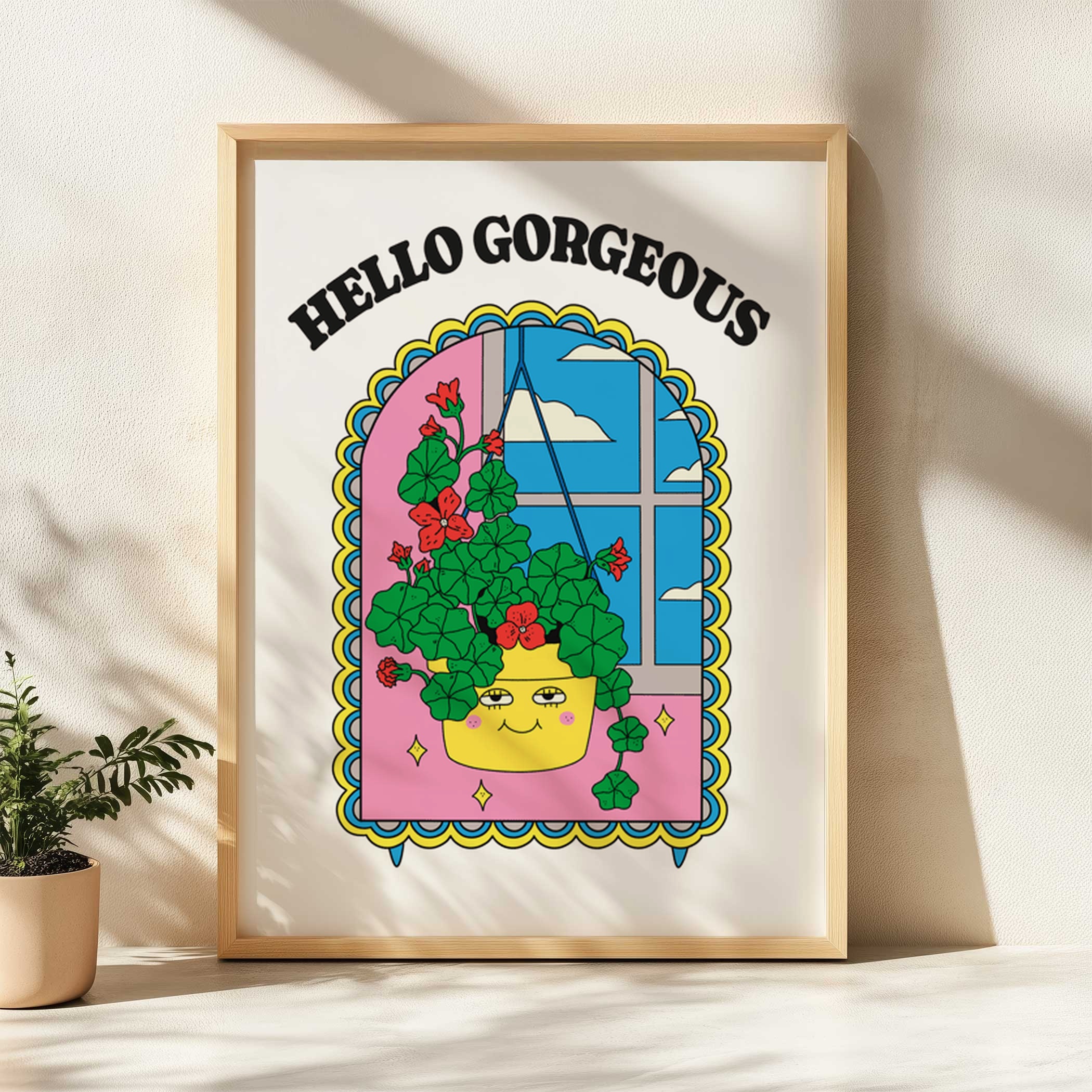 Hello gorgeous retro print wall art