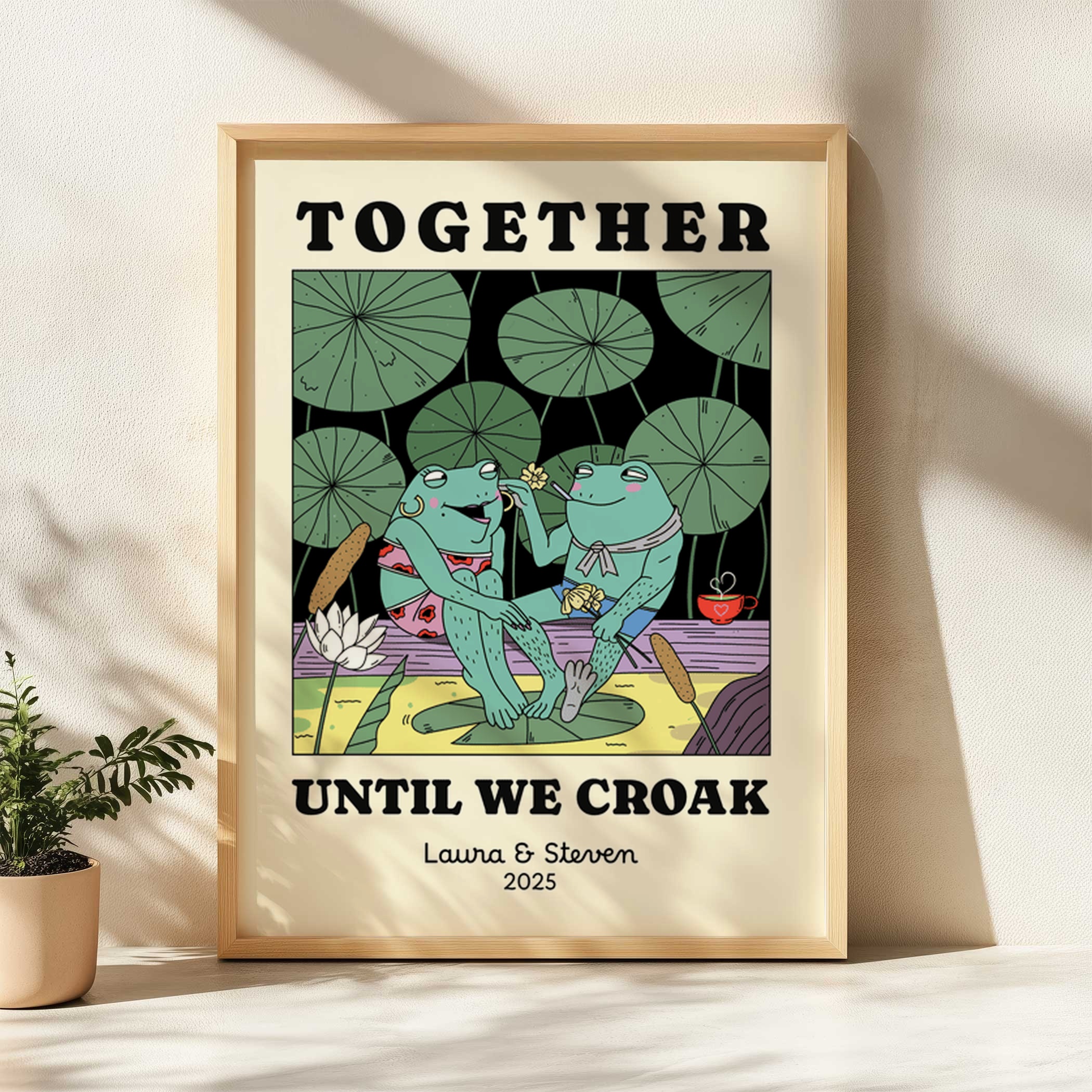 together until we croak retro couple friendship print wall art