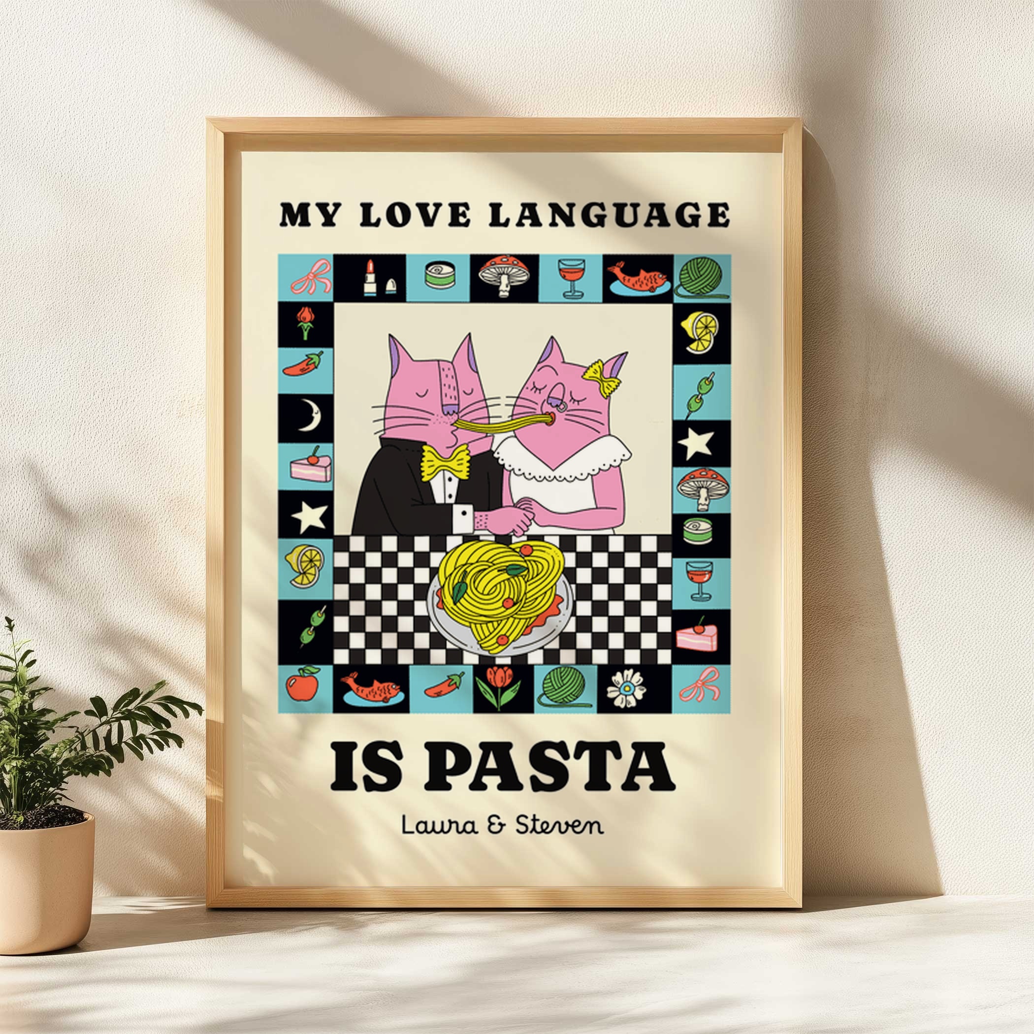 my love language is pasta couples love wall art print