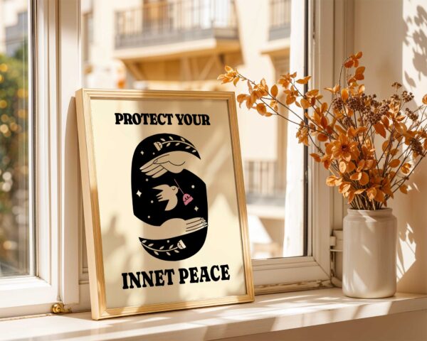 protect your inner peace mindfulness retro minimal print