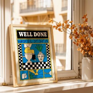 well done fun retro bathroom wall art