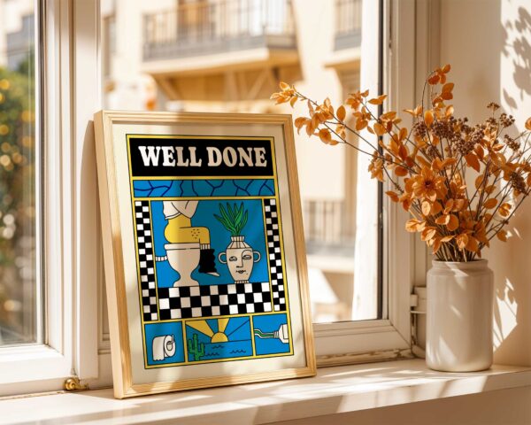 well done fun retro bathroom wall art