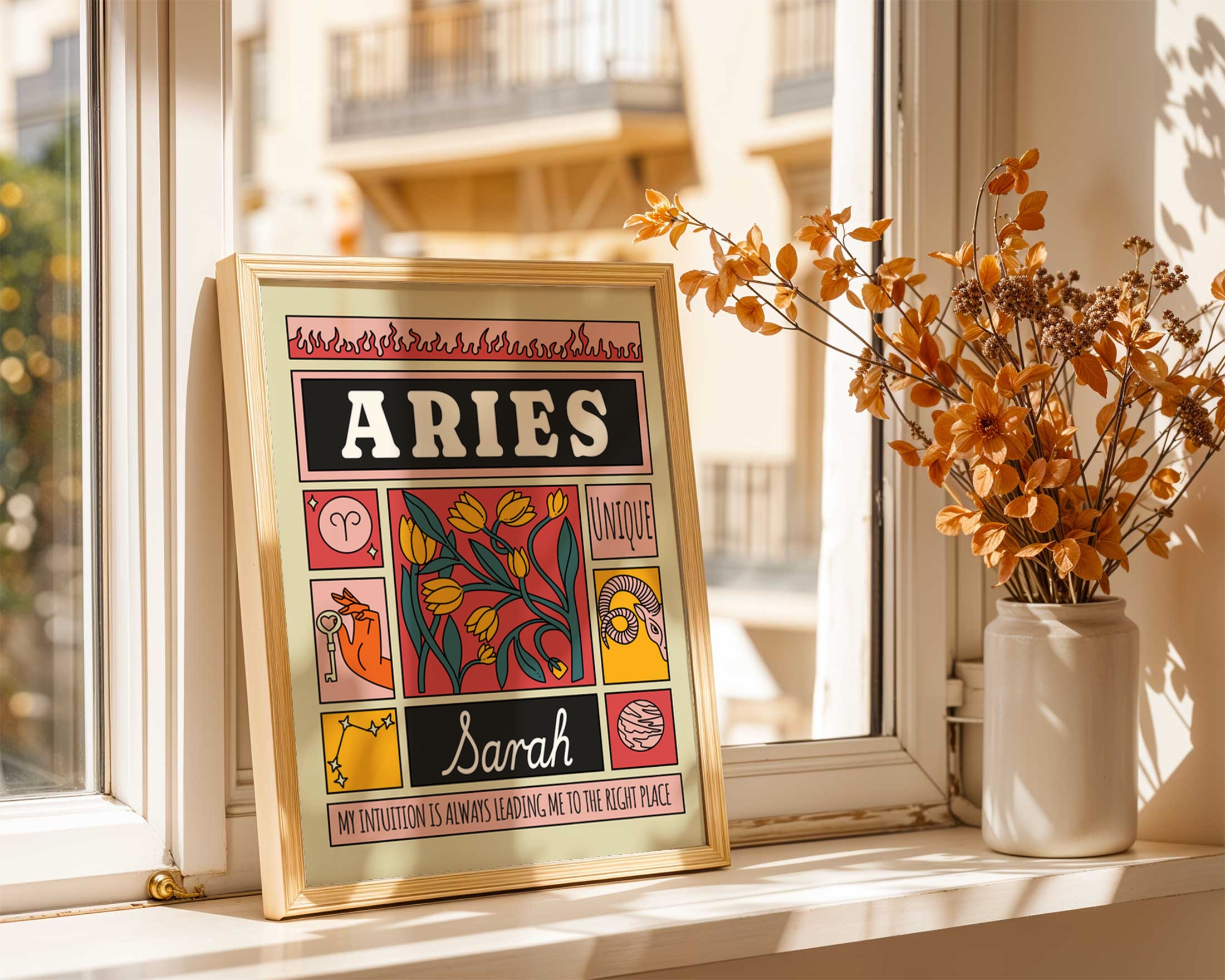 Aries zodiac personalized print wall decor