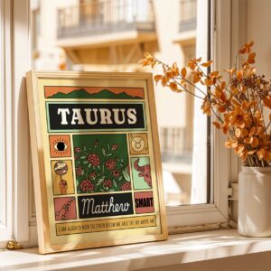 Taurus zodiac personalized print wall decor