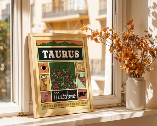 Taurus zodiac personalized print wall decor