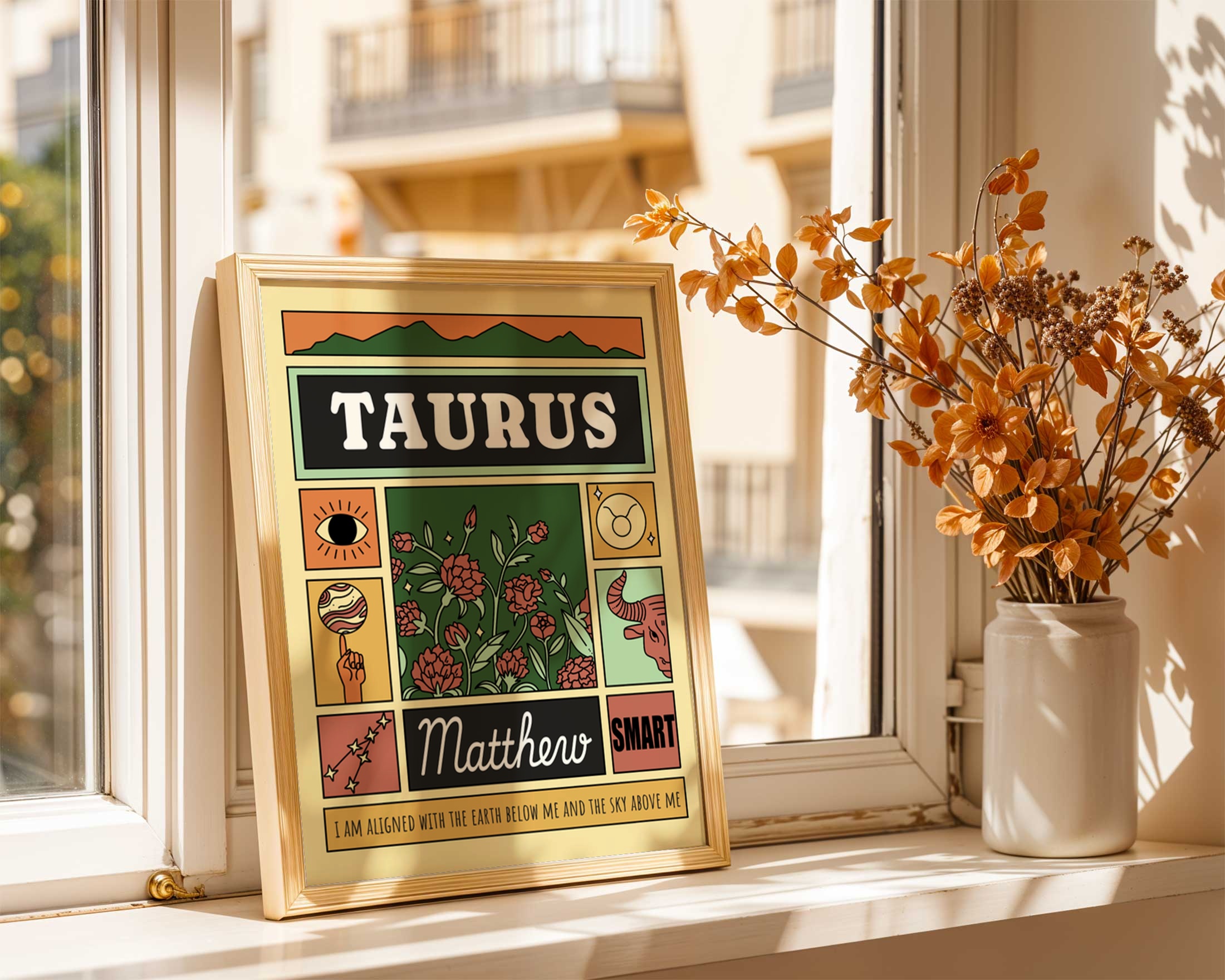 Taurus zodiac personalized print wall decor