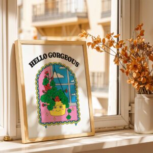 Hello gorgeous retro print wall art