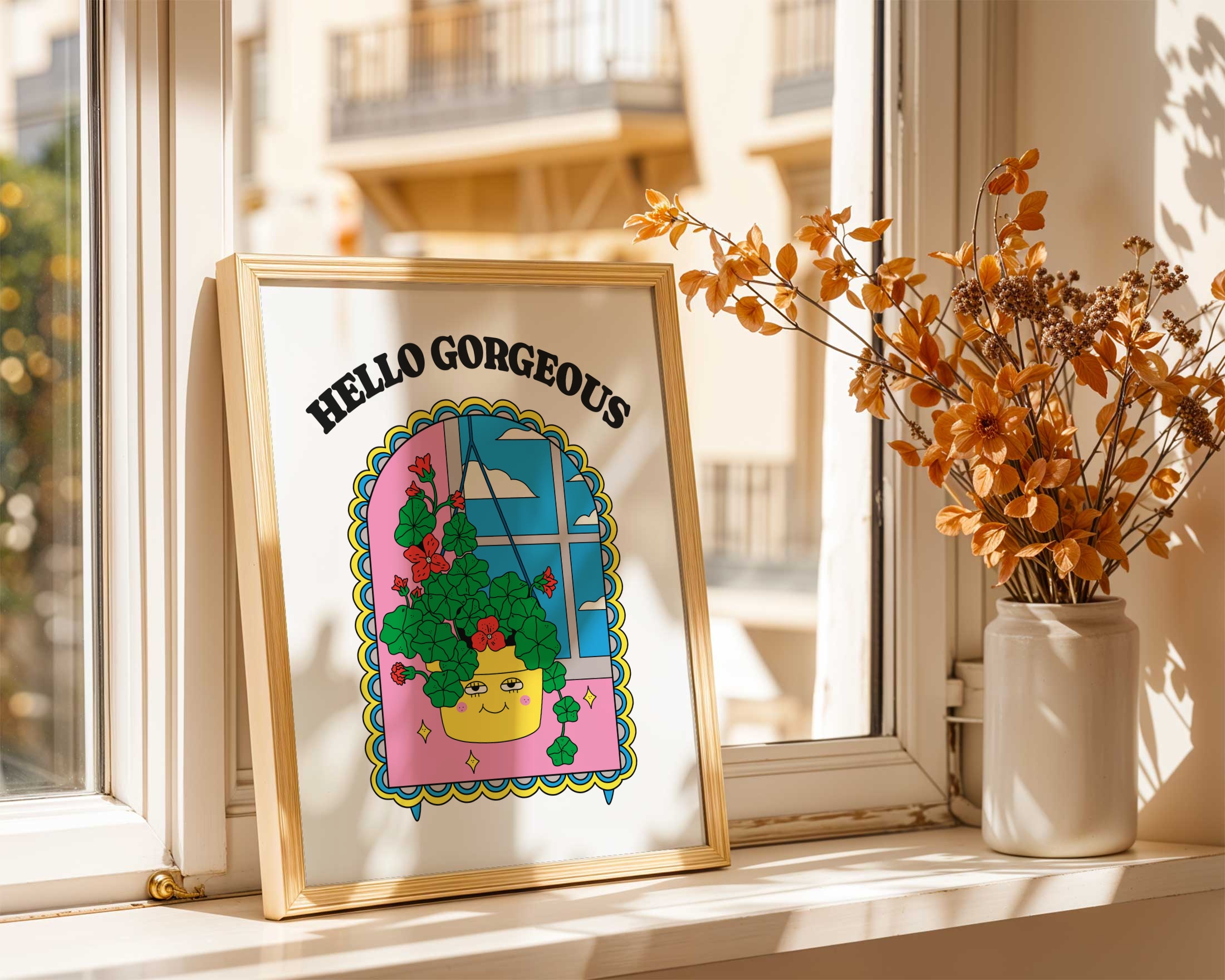 Hello gorgeous retro print wall art