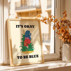 It's okay to be blue retro frog poster
