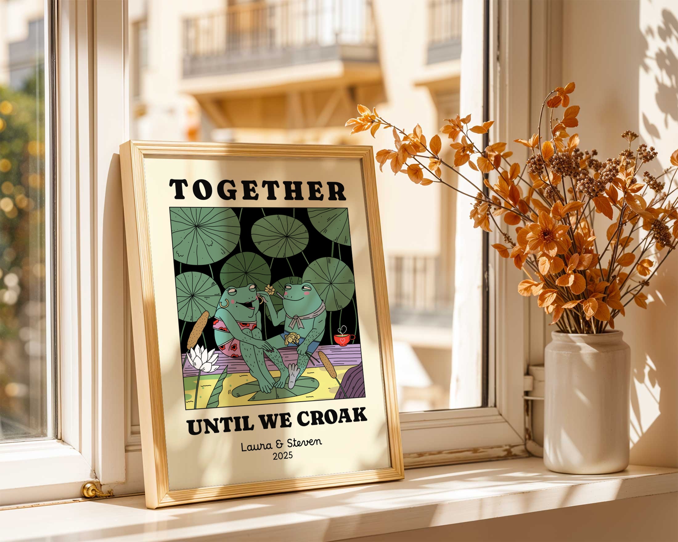 together until we croak retro couple friendship print wall art
