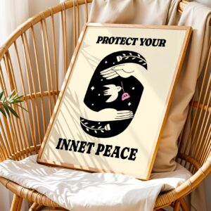 protect your inner peace mindfulness retro minimal print