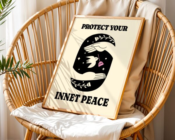 protect your inner peace mindfulness retro minimal print