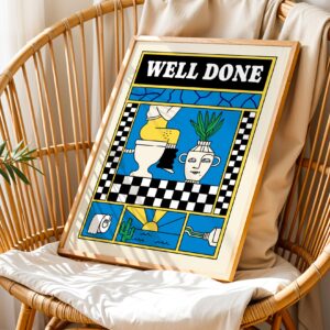 well done fun retro bathroom wall art