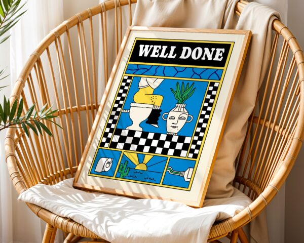 well done fun retro bathroom wall art