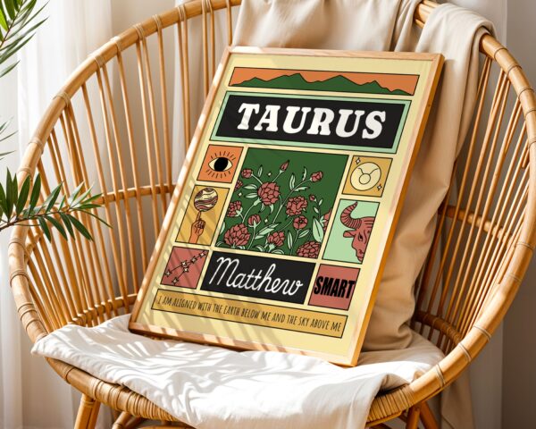 Taurus zodiac personalized print wall decor