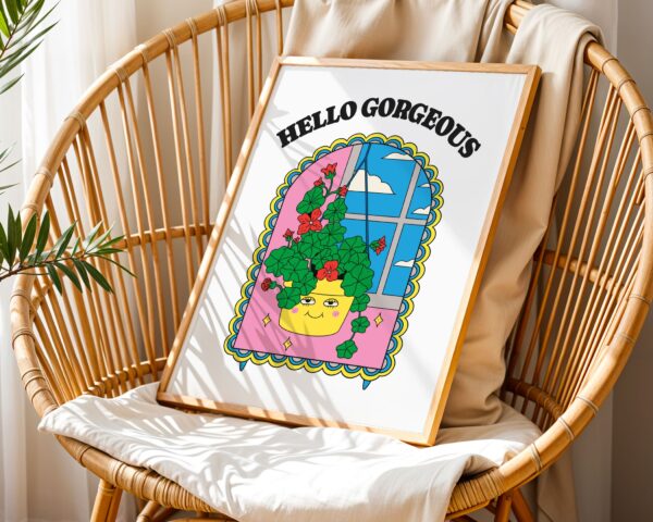 Hello gorgeous retro print wall art