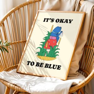 It's okay to be blue retro frog poster