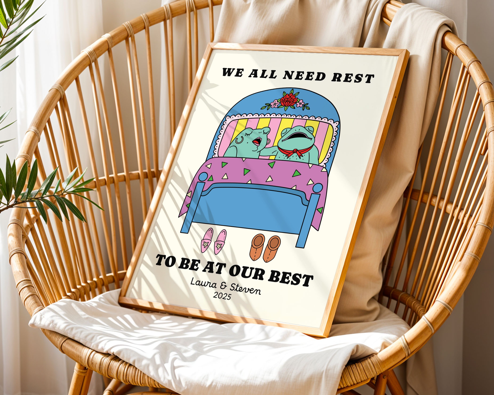 we all need rest to be at our best retro bedroom print wall art