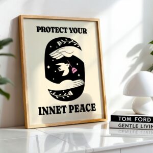 protect your inner peace mindfulness retro minimal print