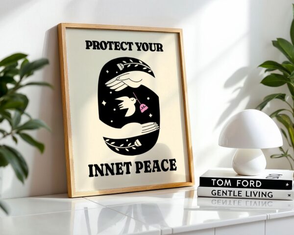 protect your inner peace mindfulness retro minimal print