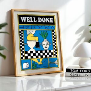 well done fun retro bathroom wall art