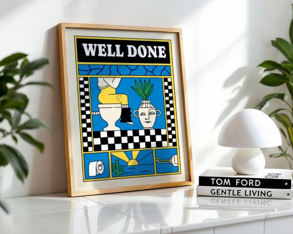 well done fun retro bathroom wall art