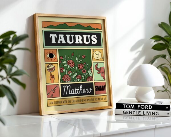 Taurus zodiac personalized print wall decor