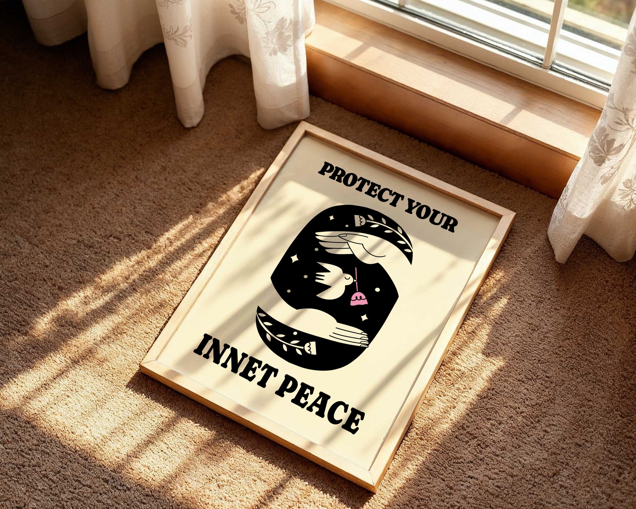 protect your inner peace mindfulness retro minimal print