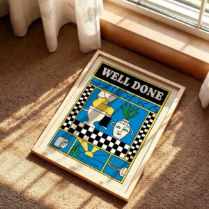 well done fun retro bathroom wall art