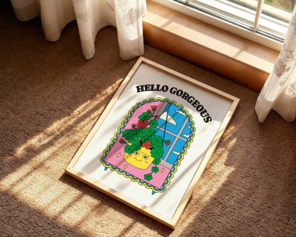 Hello gorgeous retro print wall art