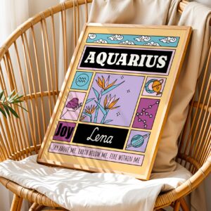 Personalized Zodiac Aquarius Print, pickledcactusclub.com