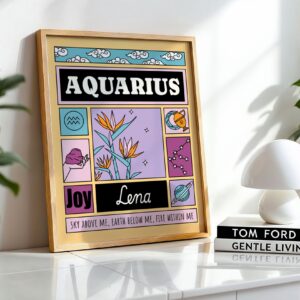 Personalized Zodiac Aquarius Print, pickledcactusclub.com