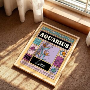 Personalized Zodiac Aquarius Print, pickledcactusclub.com